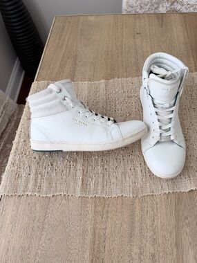 TED BAKER Mykka High Top White Leather Men's Sz 8 Sneakers Shoes